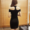 Korean summer black shoulder-less dress SD00946