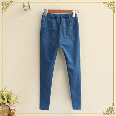 Japanese Fashion Long Thin Stretch Jeans Pants SD00980