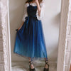 Japanese harajuku galaxy stars gradient blue long dress SD02468