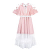 Japanese Summer Pink Lace Mesh Sheer High Low Dress SD01984