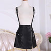 Korean Black Leather Zipper Strap Skirt SD01355