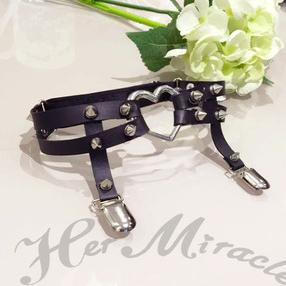 Heart Buckle Spike Rivet Studs Leg Garter SD00356