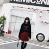 Japanese Black Red Print Gun Graphic Loose Long Sleeve Sweater SD01736