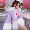 Korean Winter Warm Purple Fur Cuffs Collar Coat SD01557