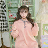 Japanese Sweet Pink Velvet Long Sleeved Loose lace Long Sweater SD02033