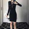 Korean Autumn Winter Button Slim Dress SD01288