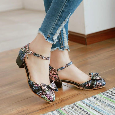 Buckle Ribbon Short-Heels Shoes SD00191