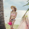 Korean Summer Knitted Shirt Pink Bikini 3 Piece Swimsuit (swim suit) SD02411