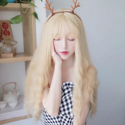 Harajuku Gold Blond Long Wave Curly Wig SD00660