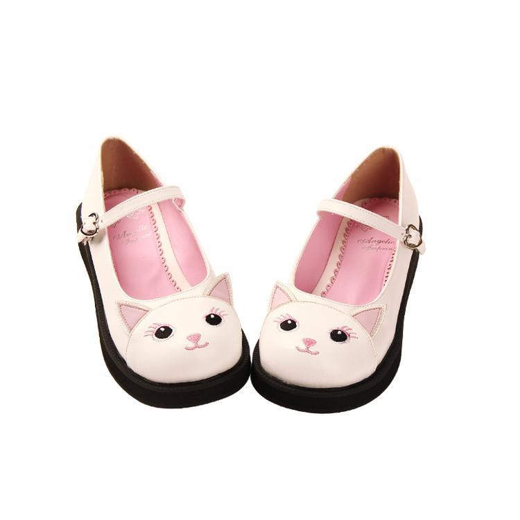 White Cat Strap Lolita Shoes SD00036
