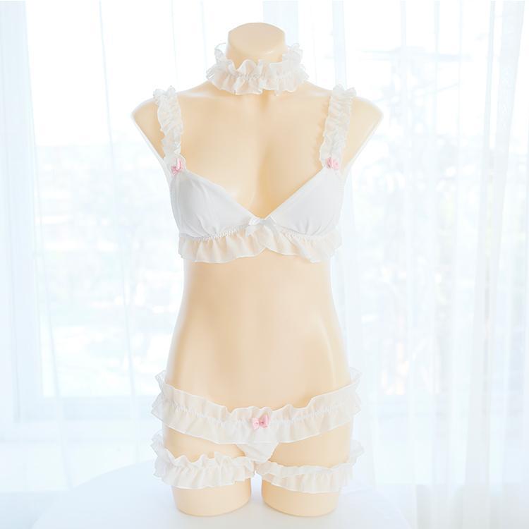 Japanese Sexy Bow Mesh 2 Piece Lingerie Set SD00994