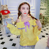 Yellow Knitted Woolen Pearl Shoulder-less Sweater SD00267