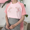 Korean retro embroidery plum blossom sleeves loose short sleeve T-shirt SD00673