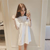 Korean fashion embroidery rose long T-shirt dress SD02456