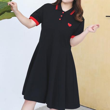 Black Polo Heart Embroidered Dress SD00384