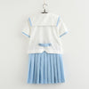 Japanese water blue sailor tie school uniform t-shirt/skirt SD00844