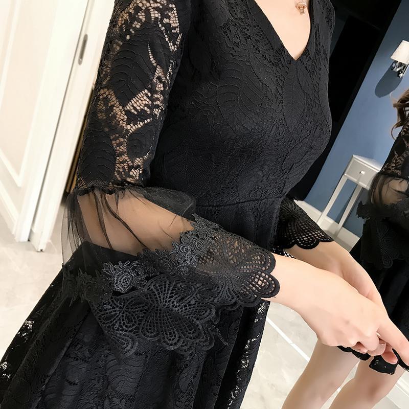 Slim thin lantern sleeves lace dress SD00973
