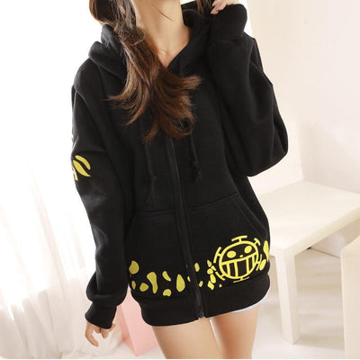 Anime One Piece Trafalgar Law Long-Sleeved Hooded Long Sweater jacket SD01923