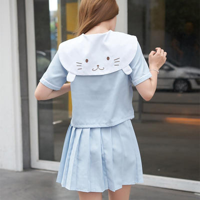 Japanese Blue Cute cat Sailor School Uniform Set SD01975