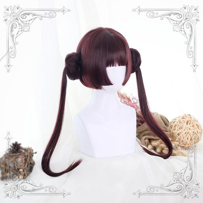 Harajuku lolita Bordeaux red long pony tails short wig SD01051