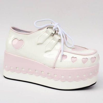 Harajuku Cute Heart Lace Platform Shoes SD00917