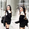 Korean Fashion V-neck High Zipper Strapless Sweater SD02064