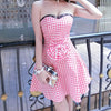 Plaid Bow Shoulder-less Dress SD00143