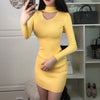 Korean Sexy Spring Autumn Slim Knitted Hollow Chest Dress SD01290