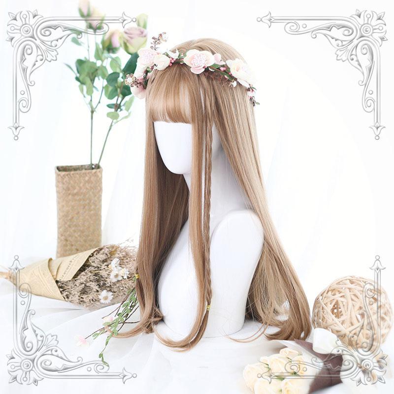 Japanese Harajuku Rose Dust Brown Long Wig SD02299