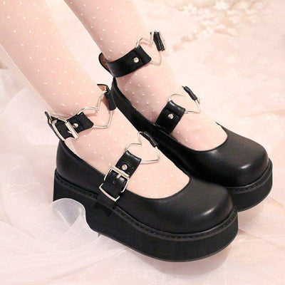 Japanese kawaii lolita harajuku heart strap platform shoes SD00608