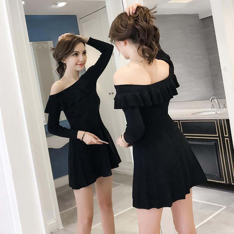 Korean Sexy Autumn Winter Shoulder less Dress SD01282