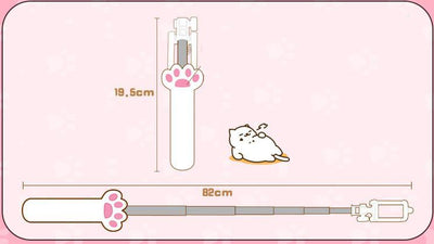 Kawaii Fluffy Cat Paw Wired Selfie Stick SD01885