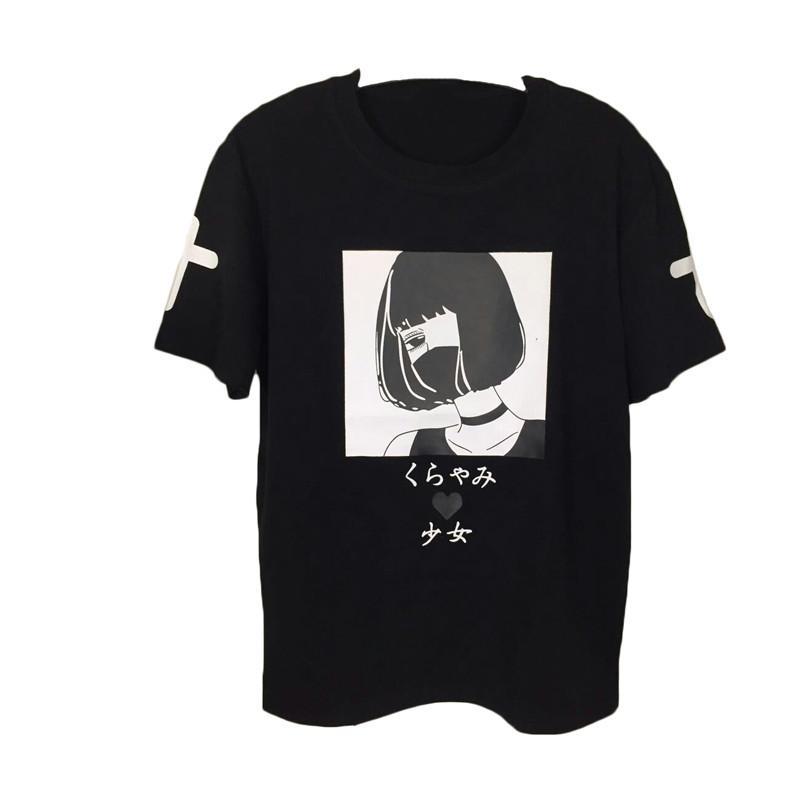 Girl Mouth Mask Printed Long T-shirt SD01774