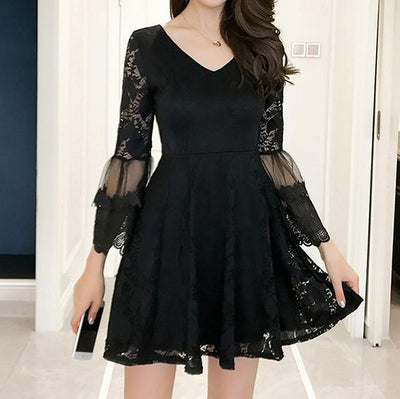 Slim thin lantern sleeves lace dress SD00973
