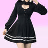 Heart Keyhole Hollow Cut Out Chest Lantern Sleeve Dress SD01286