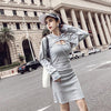 Grey Slim 2 Piece Dress + Hoodie Top SD00173