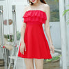 Korean Summer Ruffle Shoulder-less Dress SD00539