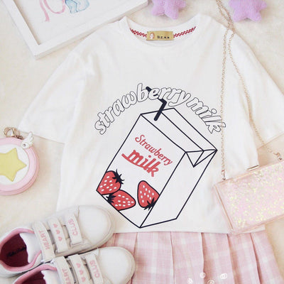 Japanese harajuku soft strawberry milk T-shirt SD00634