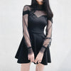 Japanese Black Sleeve Shoulder Mesh Sheer Summer Dress SD01210