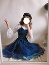 Japanese harajuku galaxy stars gradient blue long dress SD02468