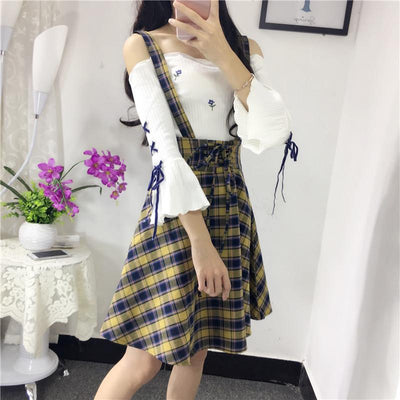 Korean plaited Suspenders skirt SD00651