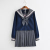 Japanese blue navy sailor flower embroidered school uniform t-shirt/skirt SD00841