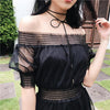 Black Mesh Thin Waist Dress SD00148