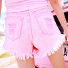 Korean summer pink stud denim short SD00936