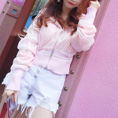 Korean Transparent Hoodie Zipper Jacket SD01515