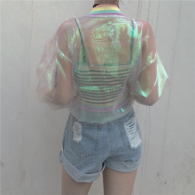 Harajuku transparent organza rainbow jacket SD00605