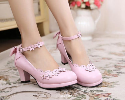 Japanese Lolita Strap Flower Bow Lace Shoes SD01945