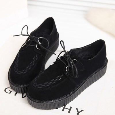 Black Suede Platform Creepers Shoes Ver.6 SD00168