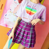 Purple Plaid High Waist Skirt SD00027