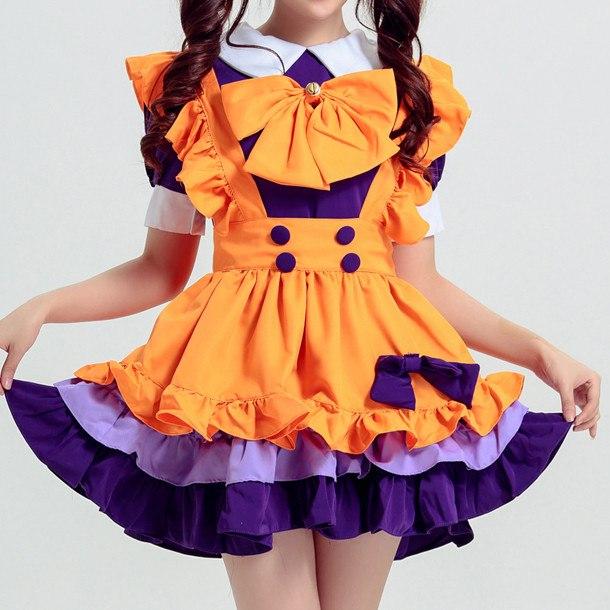 Purple and Orange Halloween Maid Dress SD00412